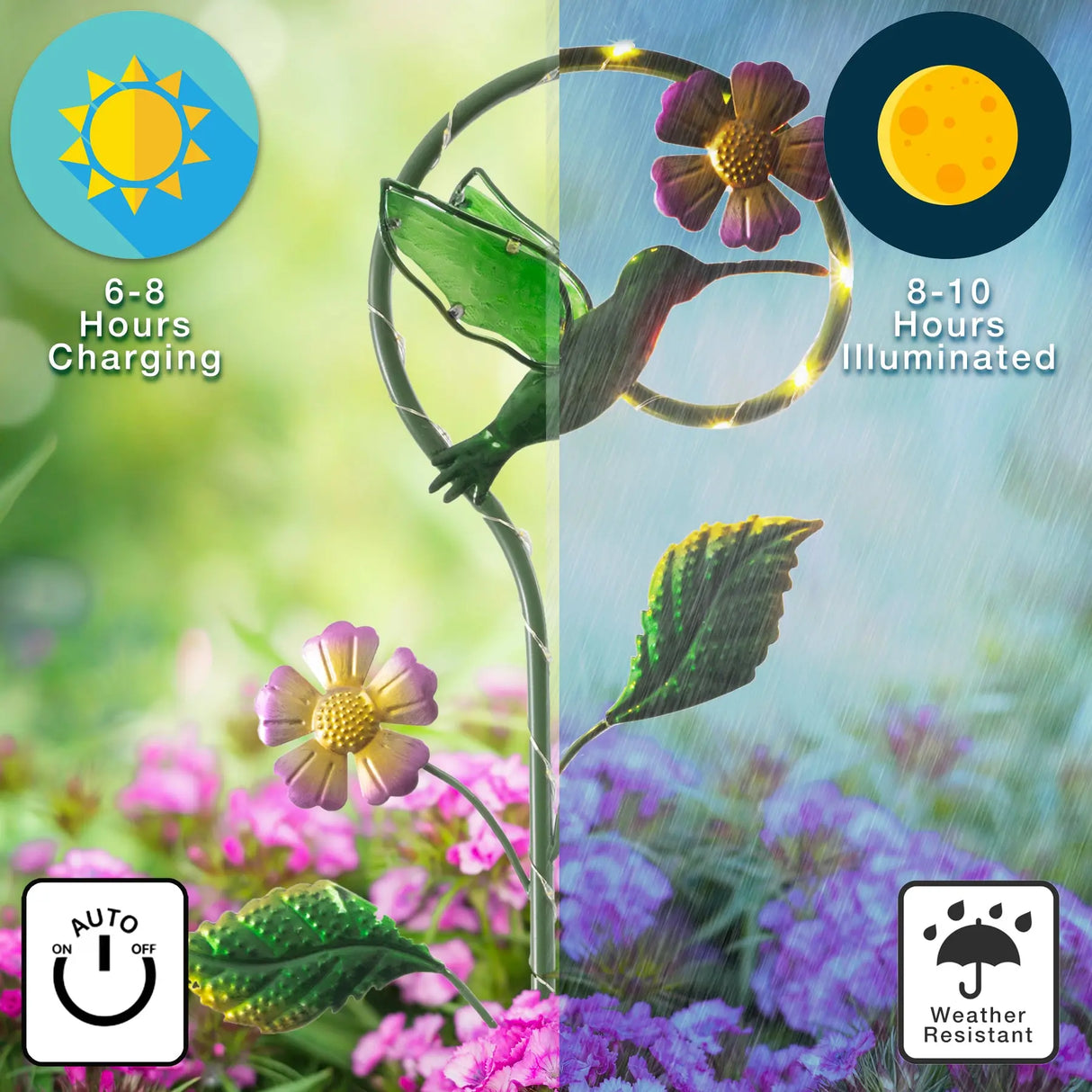 Hummingbird and Butterfly Solar Garden Stake Crosslight