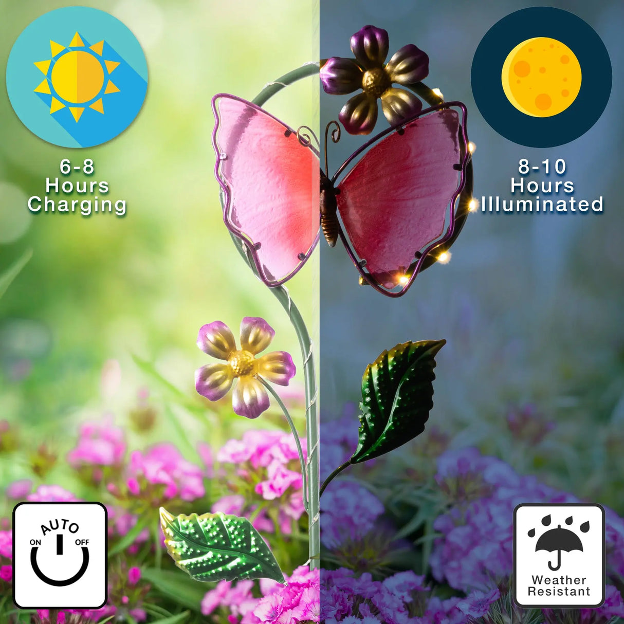 Hummingbird and Butterfly Solar Garden Stake Crosslight