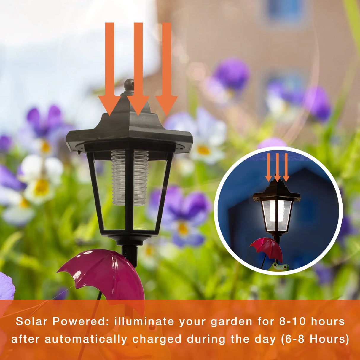 Frog and Flamingo Welcome Sign Solar Garden Stake Crosslight