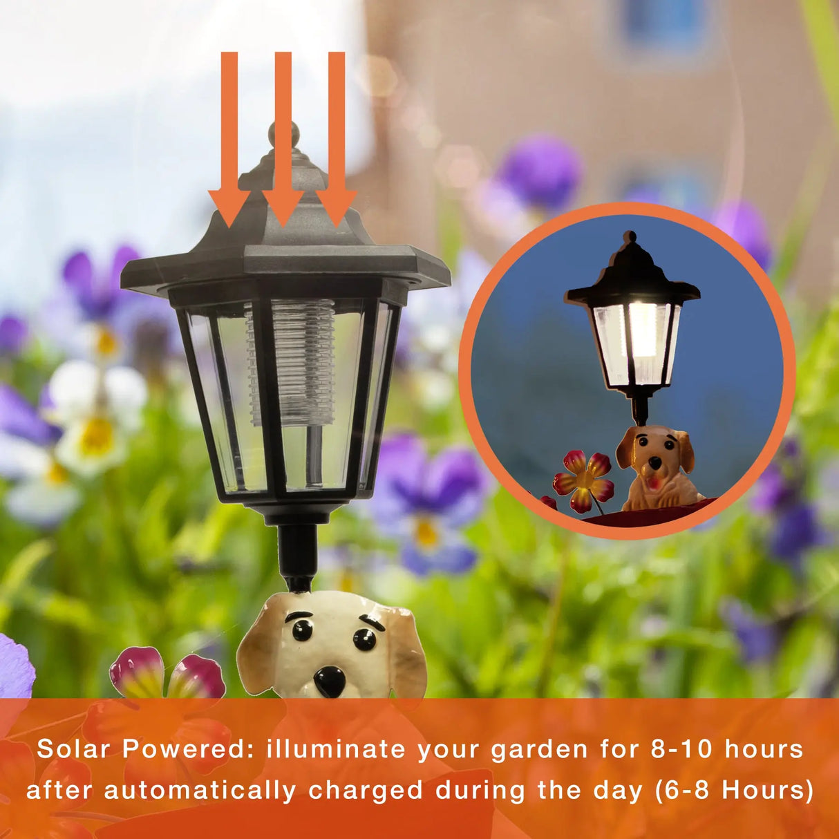 Watering Can and Dog Welcome Sign Solar Garden Stake Crosslight