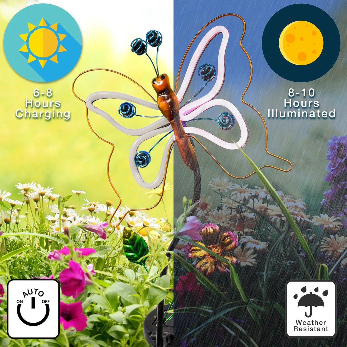 Solar Butterfly and Dragonfly Garden Stake Crosslight