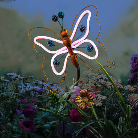 Solar Butterfly and Dragonfly Garden Stake Crosslight