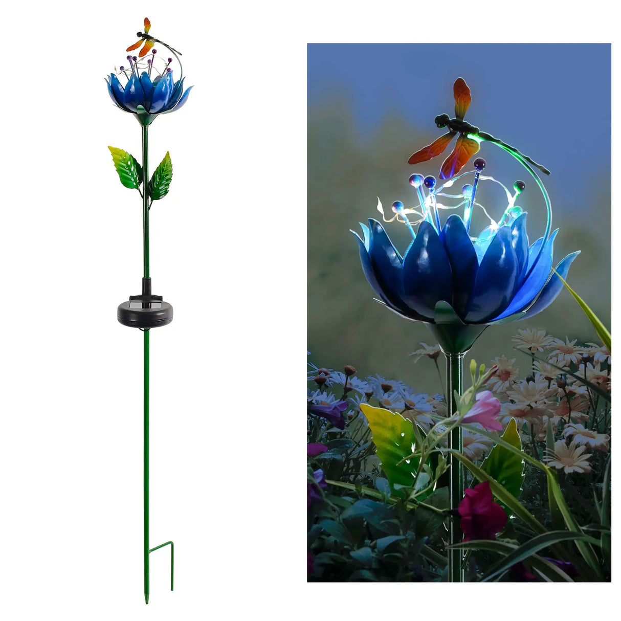 Flower and Dragonfly Solar Garden Stake ShopFGI