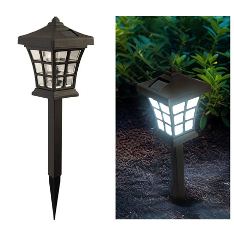 6 Pack Pagoda Solar Walkway Decorative Light, Illuminate your Garden | Perfect for Outdoor Pathways, Front Porch, Yards, Driveways (Black, Warm White) ShopFGI