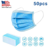 Disposable 3 Ply Face Masks, Set of 50