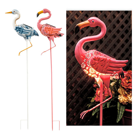 Flamingo and Crane Solar Garden Stake, Set of 2 - 36" ShopFGI