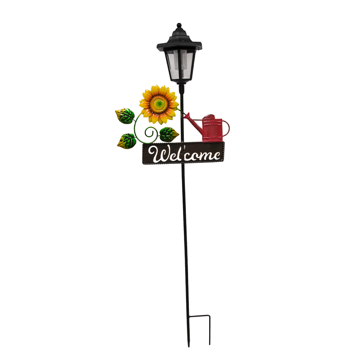 Watering Can Welcome Sign Solar Garden Stake
