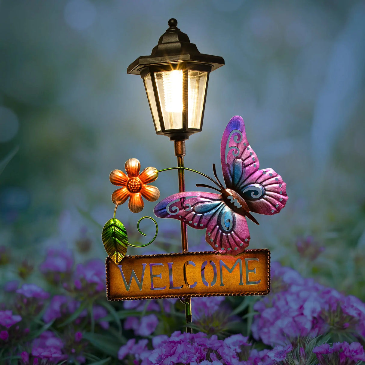 Butterfly Welcome Sign Solar Garden Stake ShopFGI