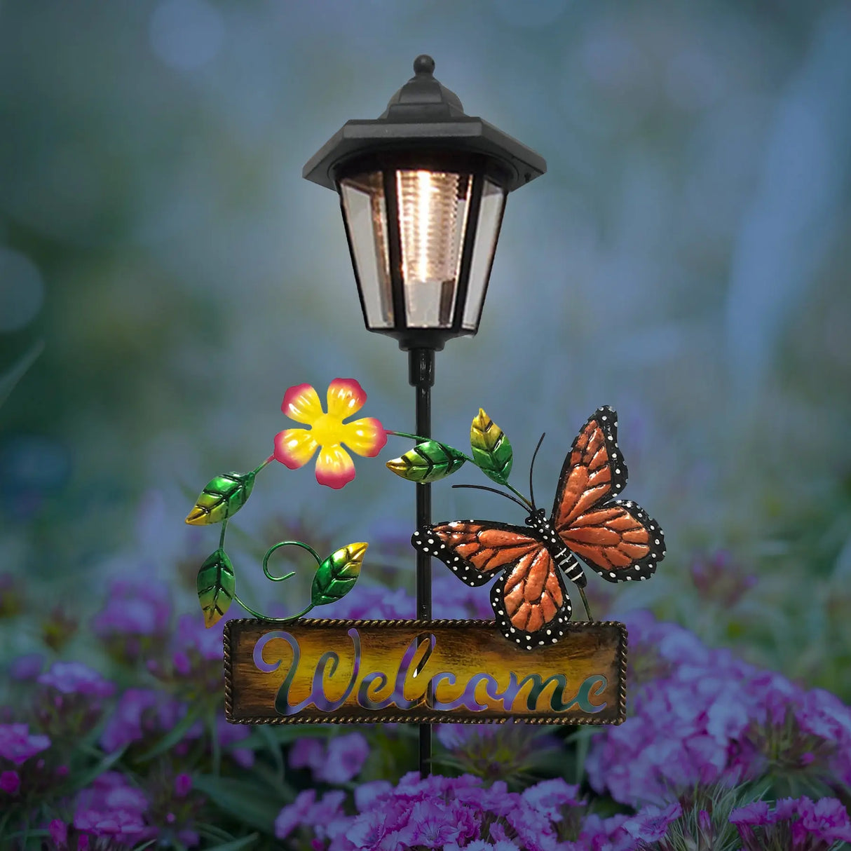 Monarch Butterfly Welcome Sign Solar Stake Light ShopFGI