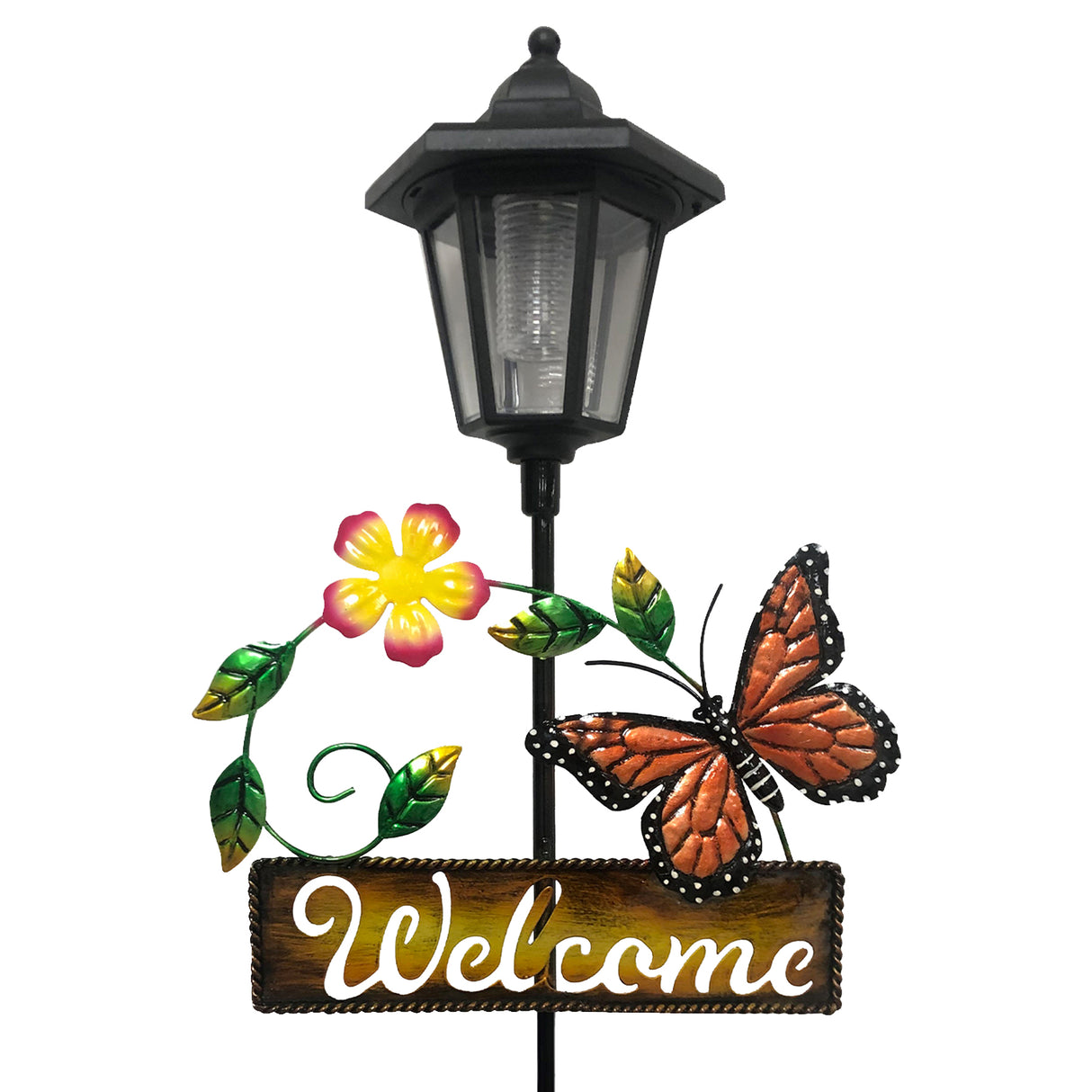 Monarch Butterfly Welcome Sign Solar Stake Light