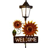 Sunflower Welcome Sign Solar Garden Stake