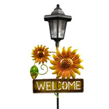 Sunflower Welcome Sign Solar Garden Stake