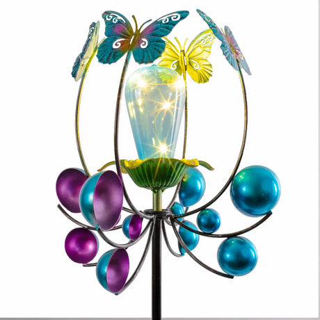 Hummingbird and Butterfly Solar Stake Light & Wind Spinner Crosslight