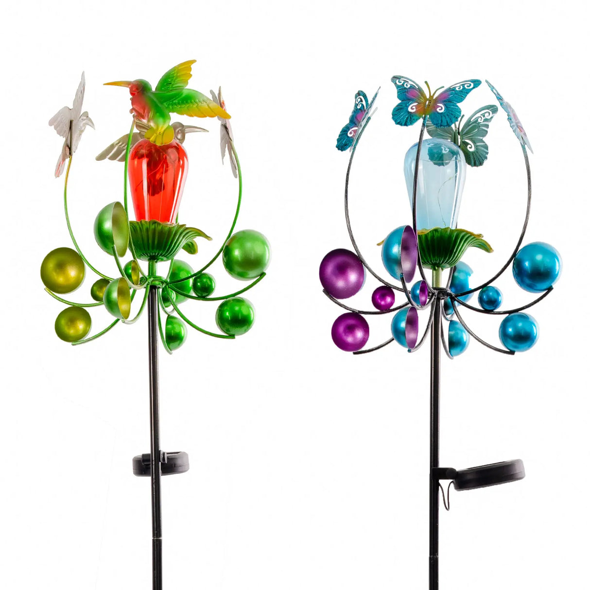 Hummingbird and Butterfly Solar Stake Light & Wind Spinner Crosslight