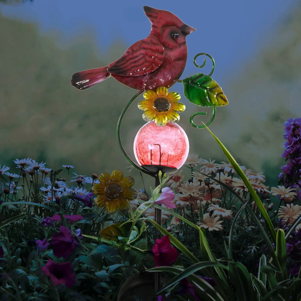 Cardinal and Blue Jay Solar Garden Stake Crosslight