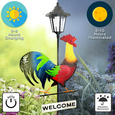 Rooster Welcome Sign Solar Stake Light ShopFGI