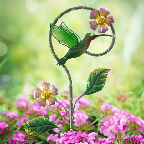 Hummingbird and Butterfly Solar Garden Stake