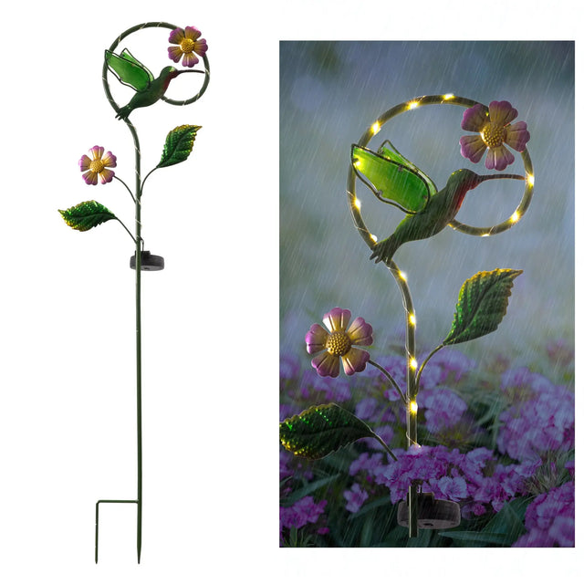 Hummingbird and Butterfly Solar Garden Stake Crosslight