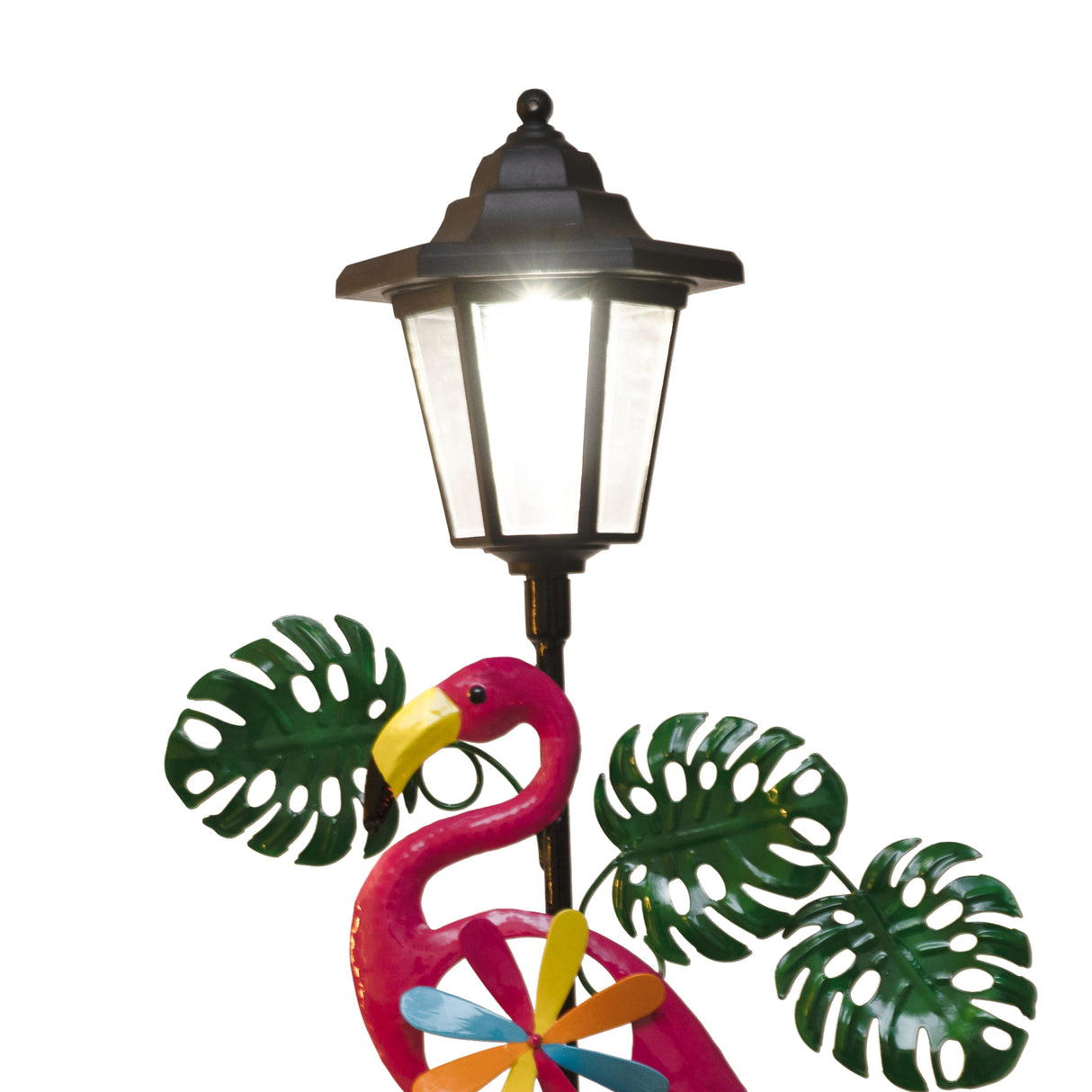 Frog and Flamingo Welcome Sign Solar Garden Stake