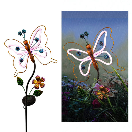 Solar Butterfly and Dragonfly Garden Stake Crosslight