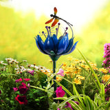 Flower and Dragonfly Solar Garden Stake